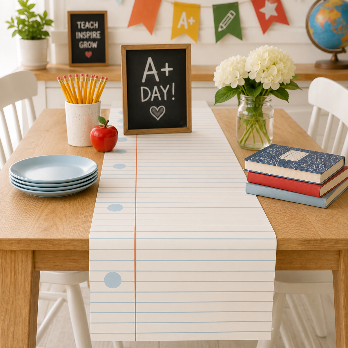 Back to School Table Runner, Ruler Kraft Paper Table Decor, First Day of School Breakfast Decorations, Teacher Classroom Party Decor