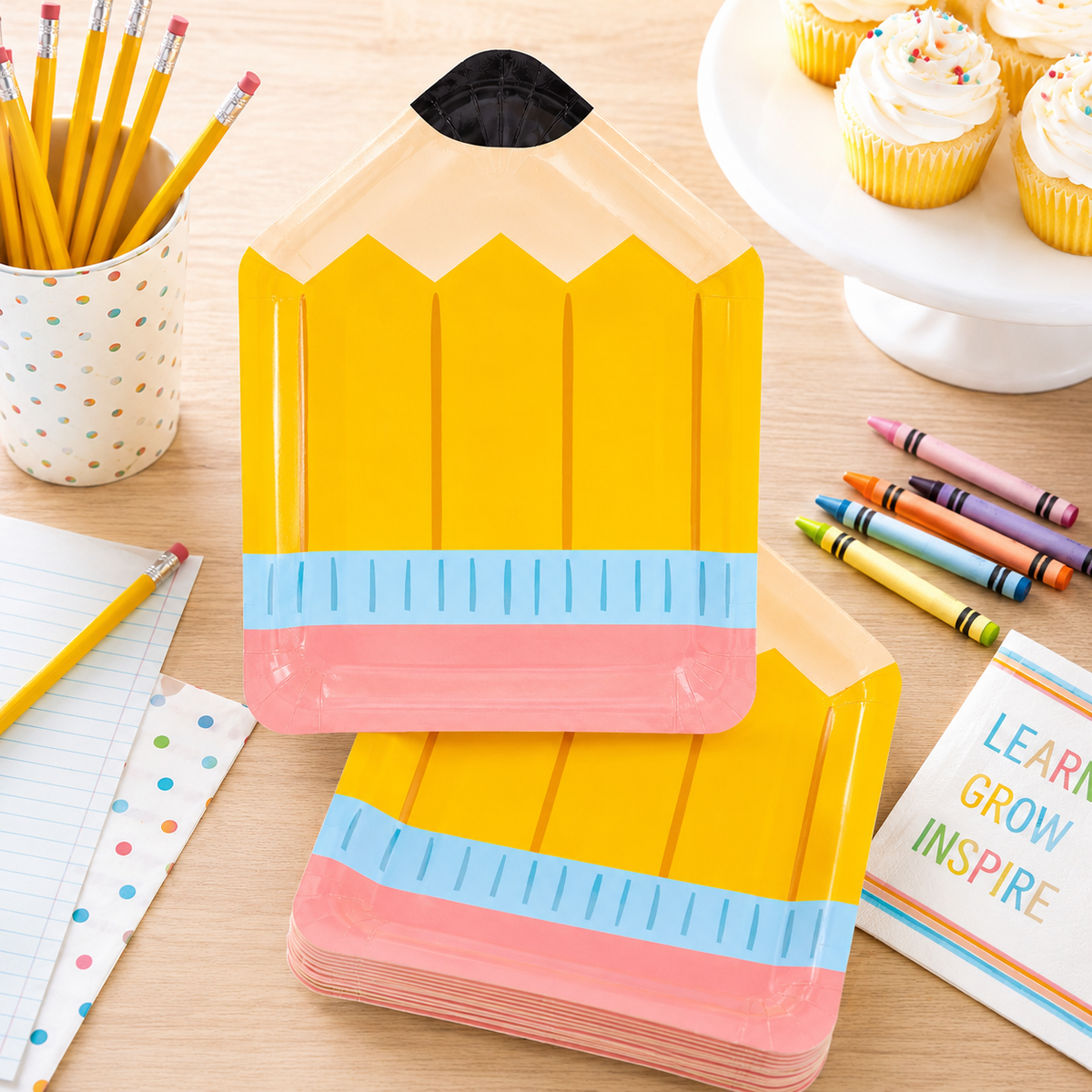 Pencil Shaped Paper Plates – Back to School & Teacher Appreciation Party Plates