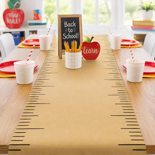 Back to School Table Runner, Ruler Kraft Paper Table Decor, First Day of School Breakfast Decorations, Teacher Classroom Party Decor
