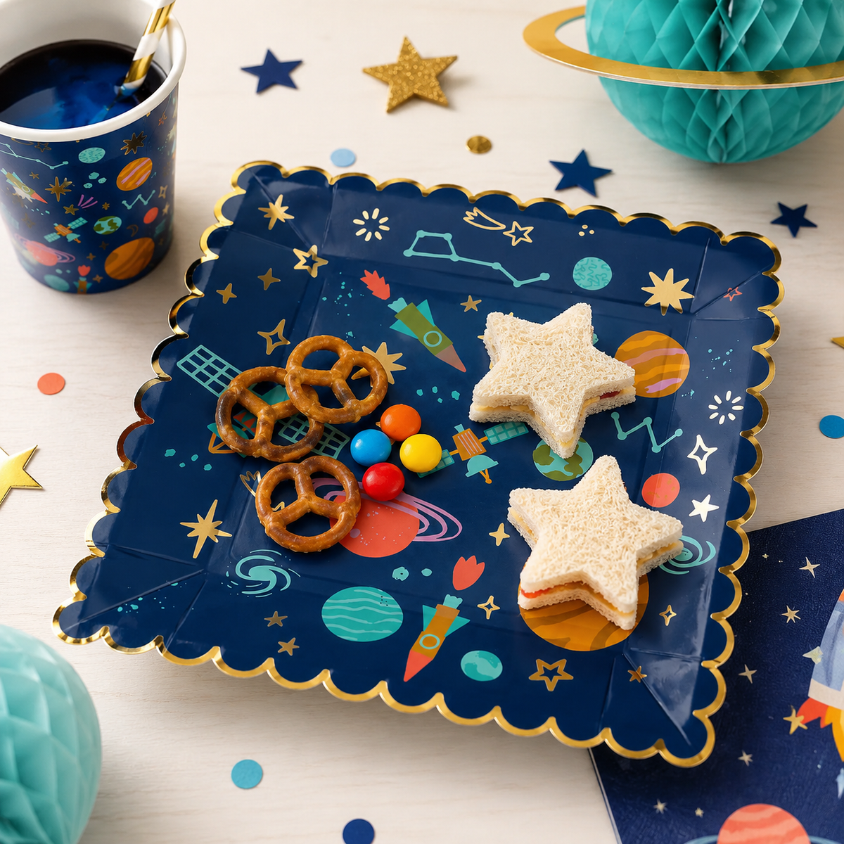 Space Paper Plates – Outer Space Birthday Party, Galaxy & Astronaut Party Plates
