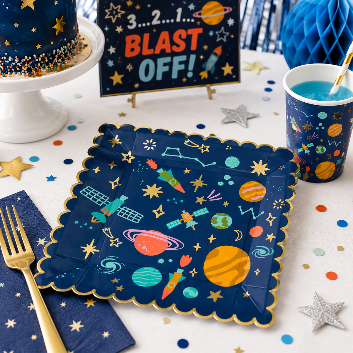 Space Paper Plates – Outer Space Birthday Party, Galaxy & Astronaut Party Plates