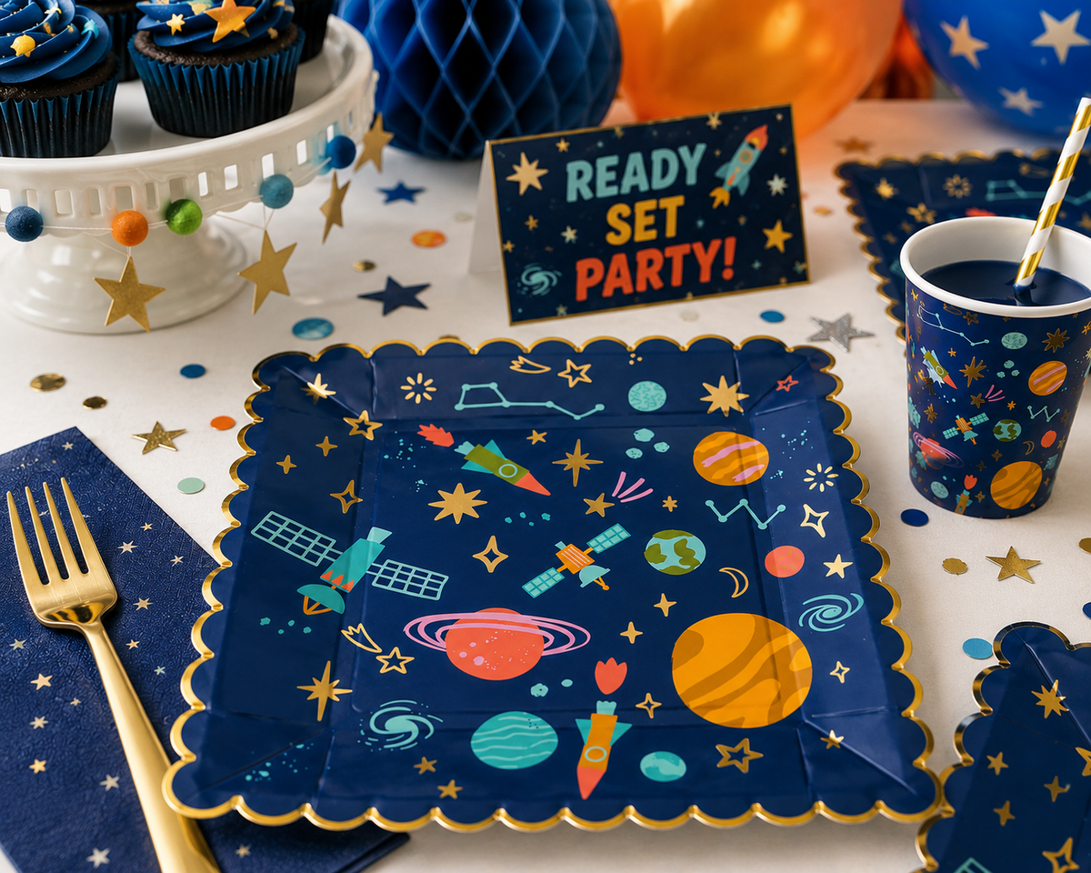 Space Paper Plates – Outer Space Birthday Party, Galaxy & Astronaut Party Plates