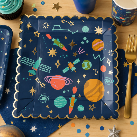 Space Paper Plates – Outer Space Birthday Party, Galaxy & Astronaut Party Plates