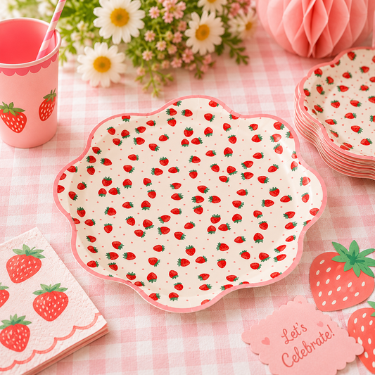 Strawberry Shaped Paper Plates – Berry Sweet Birthday Party, Picnic & Summer Party Plates