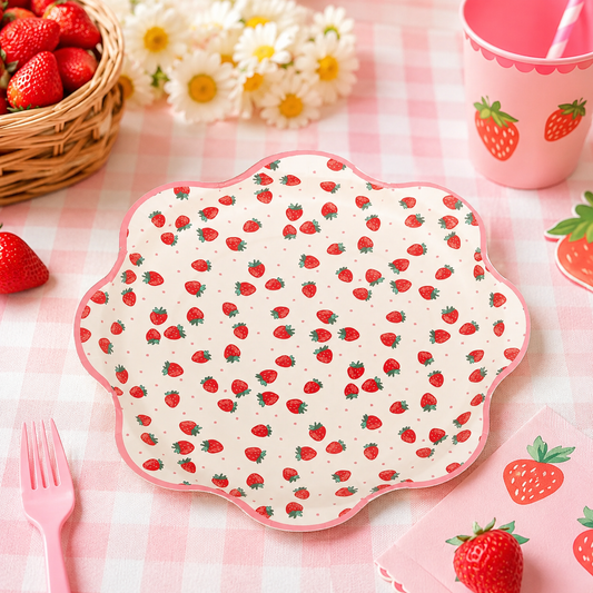 Strawberry Shaped Paper Plates – Berry Sweet Birthday Party, Picnic & Summer Party Plates