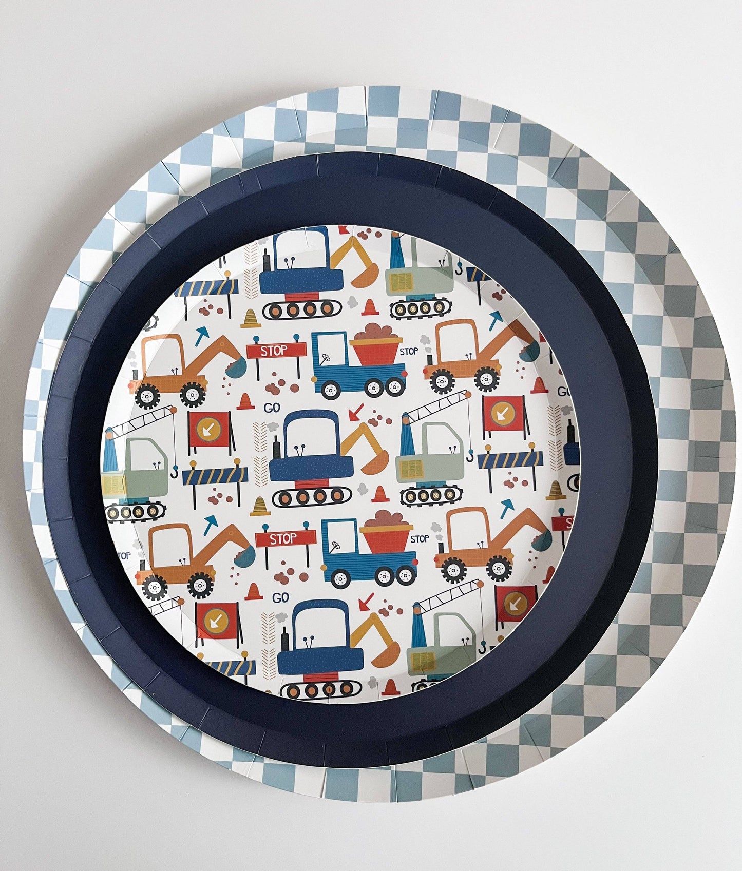 Checkered Blue Plate, XL (Set of 8)