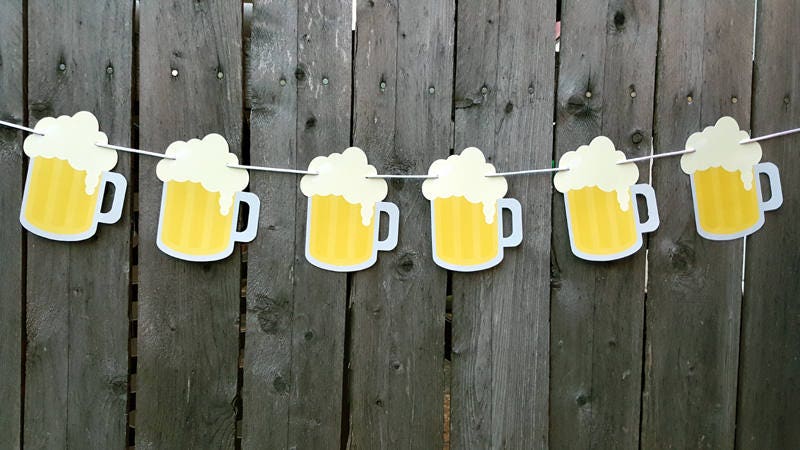 Beer Mug Banner, Beer Mug Garland, Bachelor Party Banner, Sports Party Banner, 21st Birthday Banner Father's Day Banner 50th Birthday Cheers