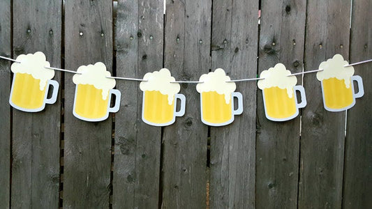 Beer Mug Banner, Beer Mug Garland, Bachelor Party Banner, Sports Party Banner, 21st Birthday Banner Father's Day Banner 50th Birthday Cheers