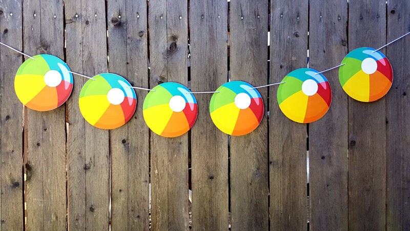 Beach Ball Garland, Beach Ball Banner, Summer Party Banner, Beach Wedding, Photo Prop