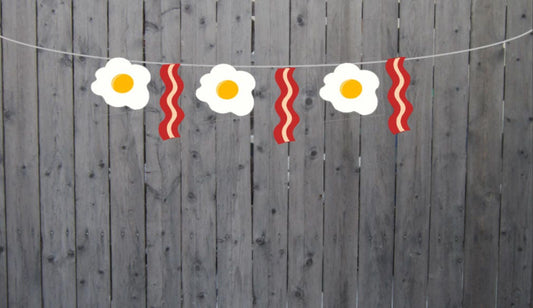 Bacon Garland Eggs Garland Bacon Banner Eggs Banner Breakfast Garland Breakfast Banner Photo Prop Breakfast Party Decorations