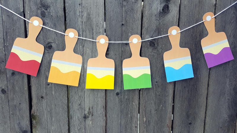 Paint Party Banner, Art Party Banner, Art Party Garland, Paintbrush Banner, Paintbrush Garland, Paint Party Garland, Confetti, Paint Brush