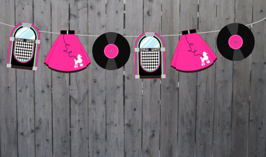 50's Party Garland, 50's Party Banner, Fifties Banner, Fifties Garland, 50's Birthday Banner, 50's Birthday Garland, 50's Party Decorations