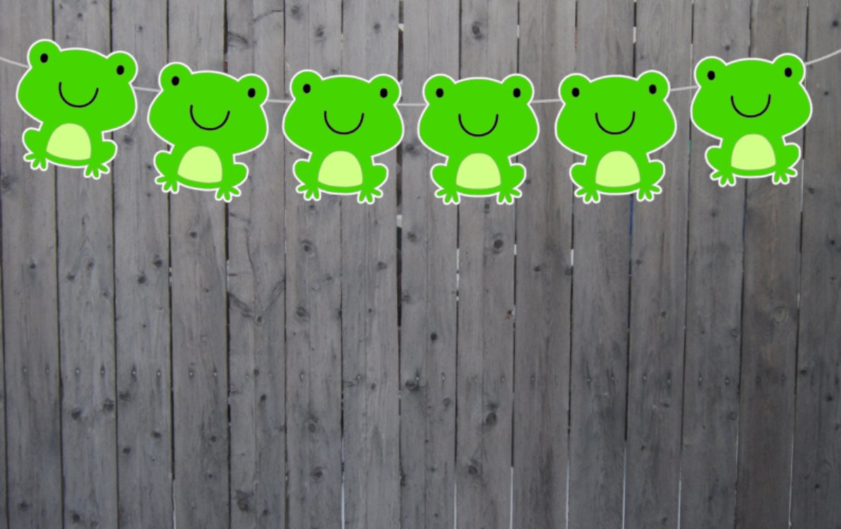 Frog Garland, Frog Banner, Frog Birthday Banner, Frog Party, Frog Party Supplies, Frog Party Decorations