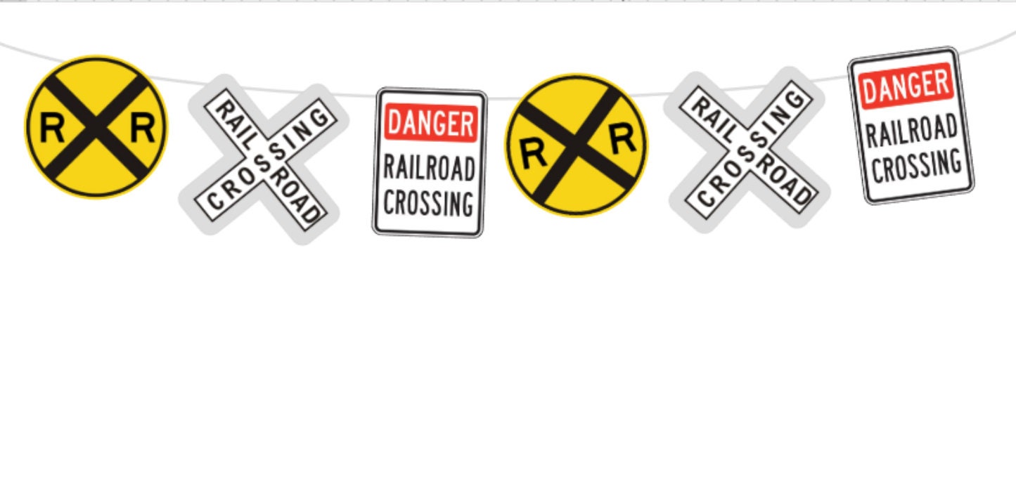 Train Birthday Banner, Railroad Sign Banner, Train Banner, Train Garland, Train Party Banner, Train Party Decorations, Train Party Supplies