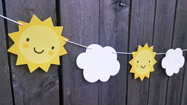 Sun Banner, Sun Garland, Little Sunshine, Sun and Clouds, Sunshine Banner, Sunshine Garland, Weather Banner, You Are My Sunshine Birthday