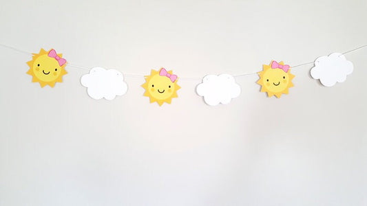 Sun Banner, Sun Garland, Little Sunshine, Sun and Clouds, Sunshine Banner, Sunshine Garland, Weather Banner, Sunshine Baby Shower Banner