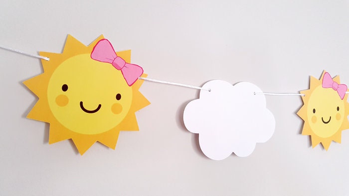 Sun Banner, Sun Garland, Little Sunshine, Sun and Clouds, Sunshine Banner, Sunshine Garland, Weather Banner, Sunshine Baby Shower Banner
