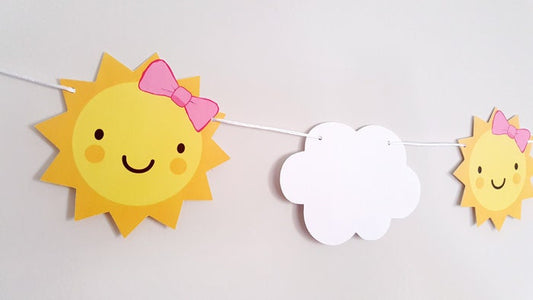 Sun Banner, Sun Garland, Little Sunshine, Sun and Clouds, Sunshine Banner, Sunshine Garland, Weather Banner, Sunshine Baby Shower Banner