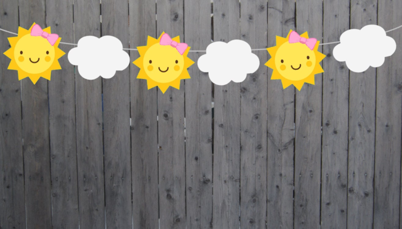 Sun Banner, Sun Garland, Little Sunshine, Sun and Clouds, Sunshine Banner, Sunshine Garland, Weather Banner, Sunshine Baby Shower Banner