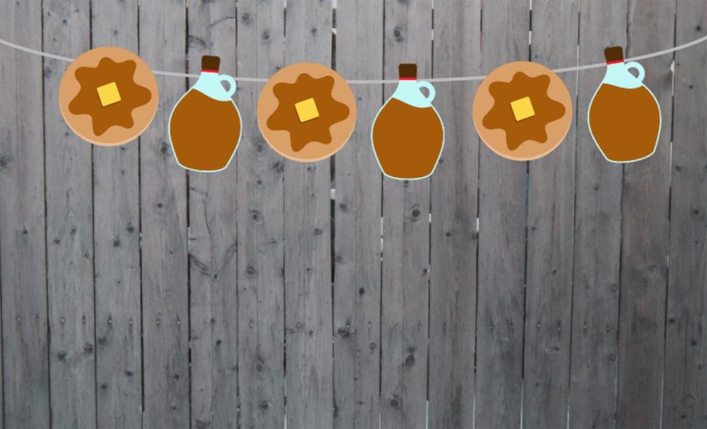Pancake and Syrup Garland, Pancake Garland, Pancake Banner, Pancakes and Pajamas, Slumber Party, Pancake Photo Prop, Pancake Decorations