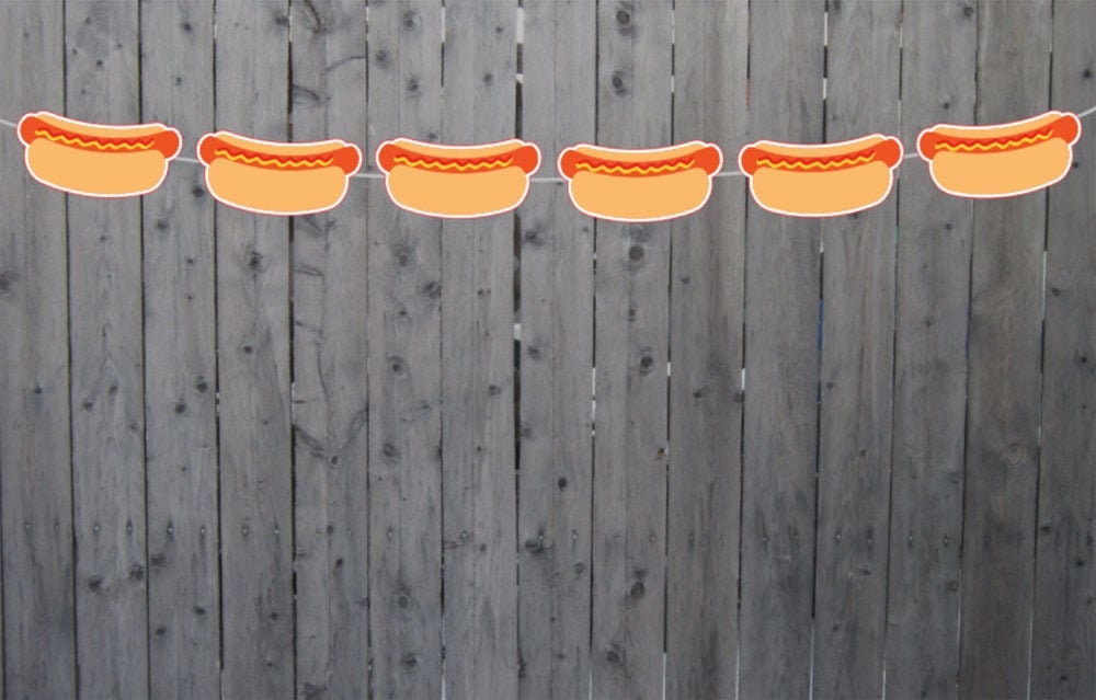 Hot Dog Garland / Hot Dog Banner, Fast Food Banner, Fast Food Garland, Photo Prop