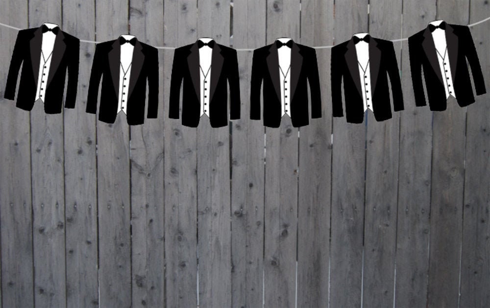 TUXEDO Garland, Tuxedo Banner, Wedding Banner, Wedding Garland, Tux Party Banner, Tux Garland, Tux Decorations, formal party, wedding