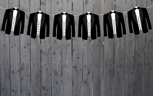 TUXEDO Garland, Tuxedo Banner, Wedding Banner, Wedding Garland, Tux Party Banner, Tux Garland, Tux Decorations, formal party, wedding