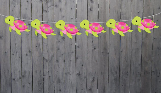 Turtle Garland, Turtle Banner, Turtle Decorations, Under the Sea Banner, Garland, Pink Turtle, Baby Shower, Photo Prop (114171030P)