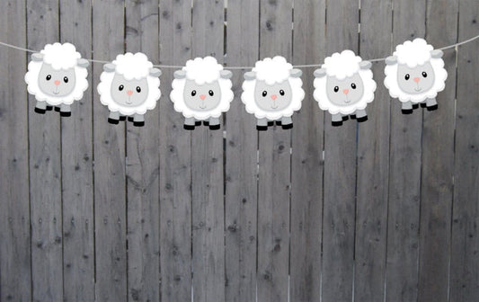 SHEEP GARLAND, Sheep Banner, Sheep Baby Shower, Sheep Party Decorations