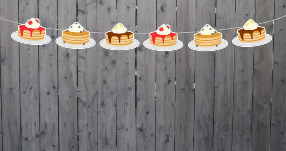 Pancake Garland, Pancake Banner, Pancakes and Pajamas, Slumber Party, Pancake Photo Prop, Pancake Decorations, Pancake Party Supplies