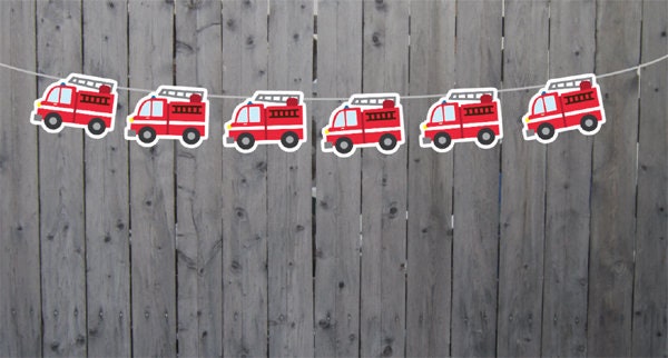 Firetruck Garland, Firetruck Banner, Firetruck Party Banner, Firetruck Decorations, Firetruck Party Sign, Firetruck Party Supplies, Fireman