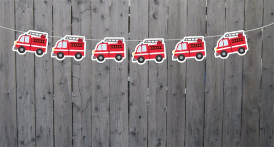 Firetruck Garland, Firetruck Banner, Firetruck Party Banner, Firetruck Decorations, Firetruck Party Sign