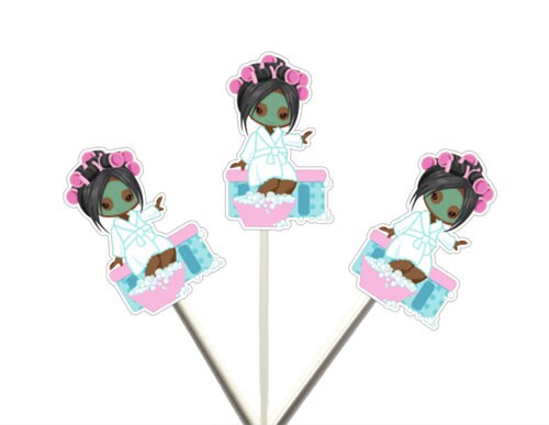 SPA PARTY CUPS - Spa Birthday Party Spa Party Favors Spa Party Decorations Spa Treat Cups Spa Birthday African American Spa Cups Spa Party