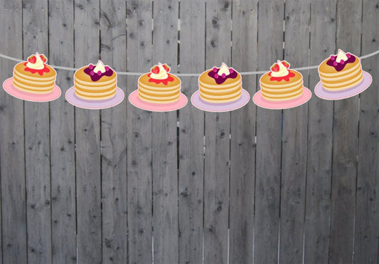 Pancake Garland, Pancake Birthday Banner, Pancake Banner, Pancakes and Pajamas, Slumber Party, Pancake Photo Prop, Pancake Decorations