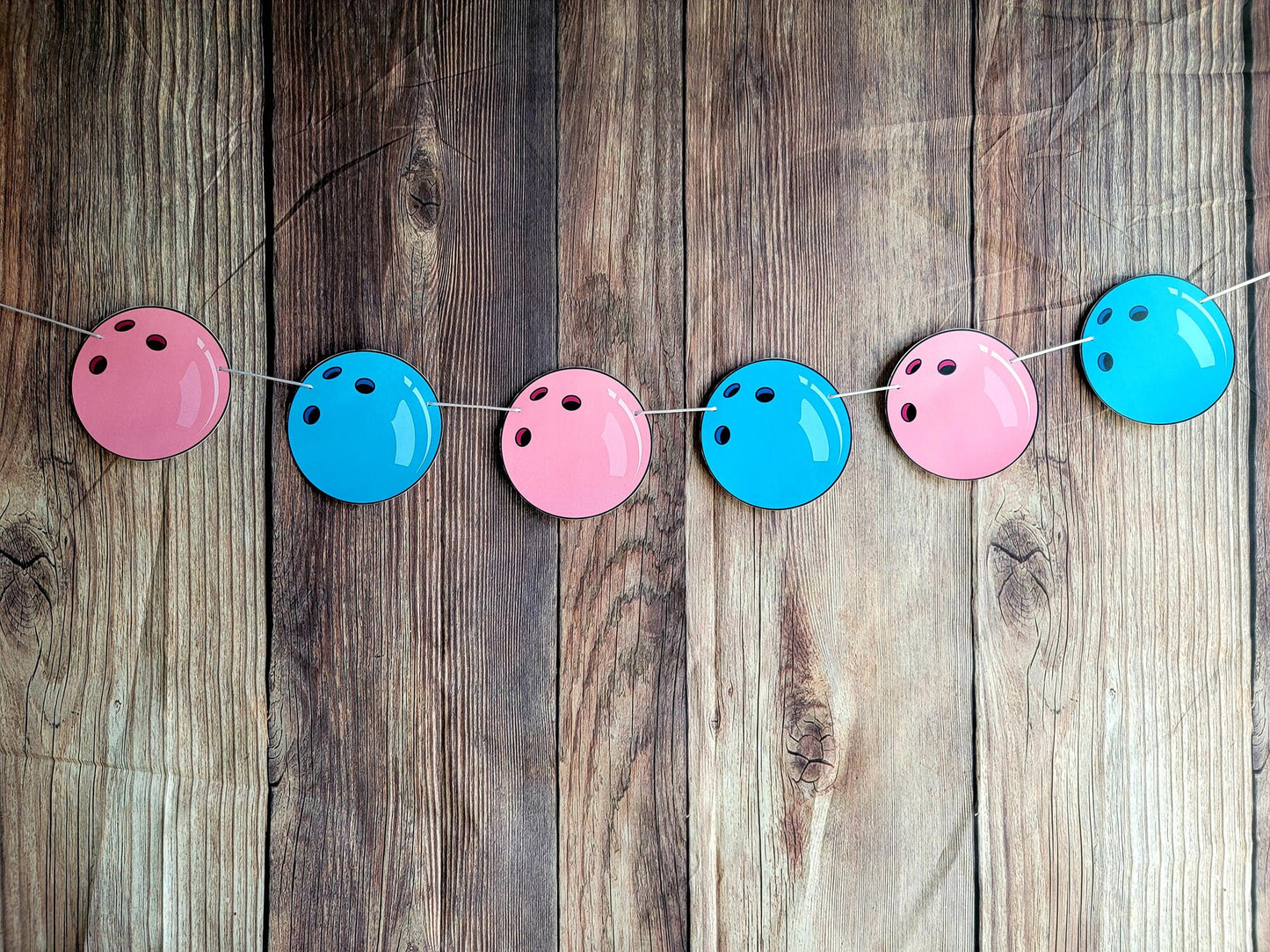 Bowling Garland, Bowling Banner, Bowling Gender Reveal Banner, Bowling Birthday Banner, Pink and Blue Bowling Ball Garland
