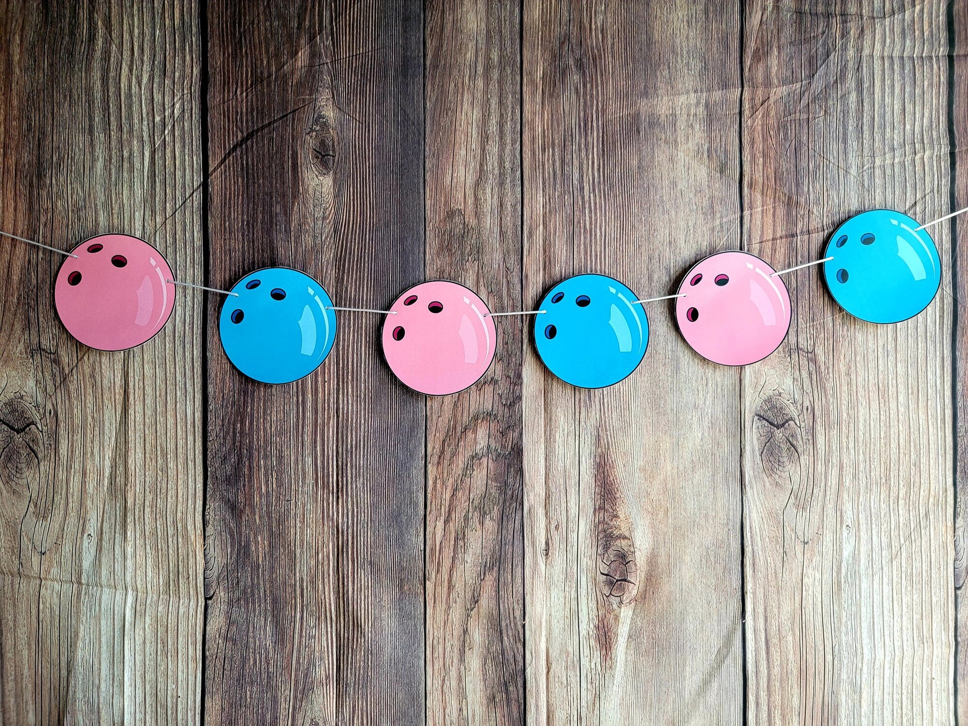 Bowling Garland, Bowling Banner, Bowling Gender Reveal Banner, Bowling Birthday Banner, Pink and Blue Bowling Ball Garland