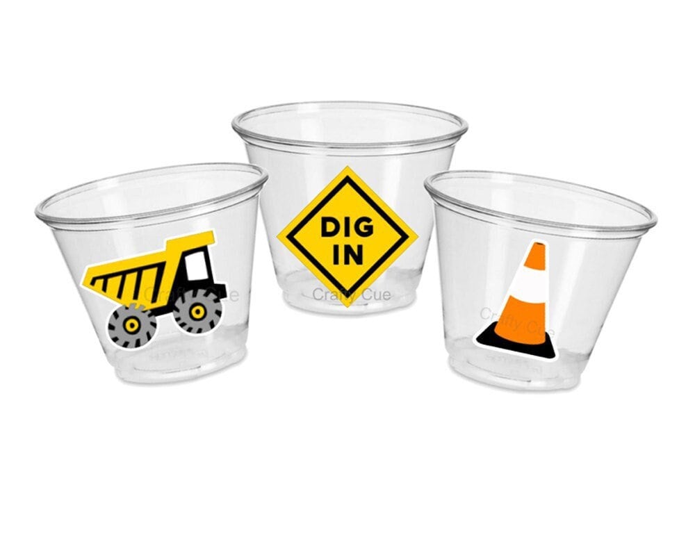 CONSTRUCTION PARTY CUPS - Dig In Party Cups Construction Truck Cups Construction Birthday Construction Party Construction Decorations