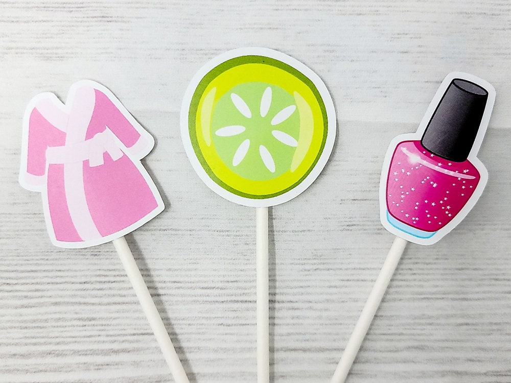Spa Cupcake Toppers - Spa Birthday Cupcake Toppers Spa Party Cupcake Toppers Spa Party Cupcake Toppers Spa Party Decorations Spa Day Party