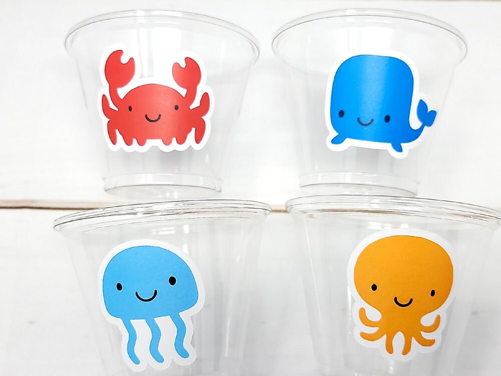 UNDER THE SEA Party Cups - Under the Sea Birthday Under the Sea Party Crab Cups Octopus Cups Whale Cups, Ocean Birthday Ocean Party Sea