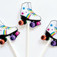 Roller skate cupcake toppers for 80s party decorations. Retro birthday cupcake picks perfect for roller skating themed parties.