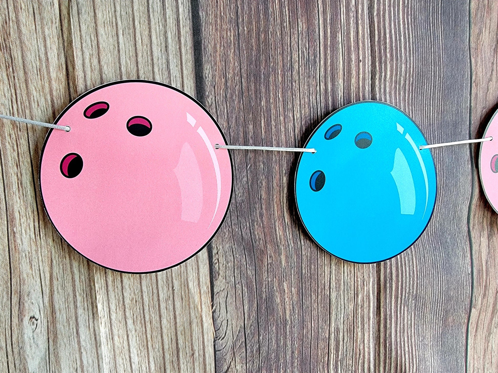 Bowling Garland, Bowling Banner, Bowling Gender Reveal Banner, Bowling Birthday Banner, Pink and Blue Bowling Ball Garland