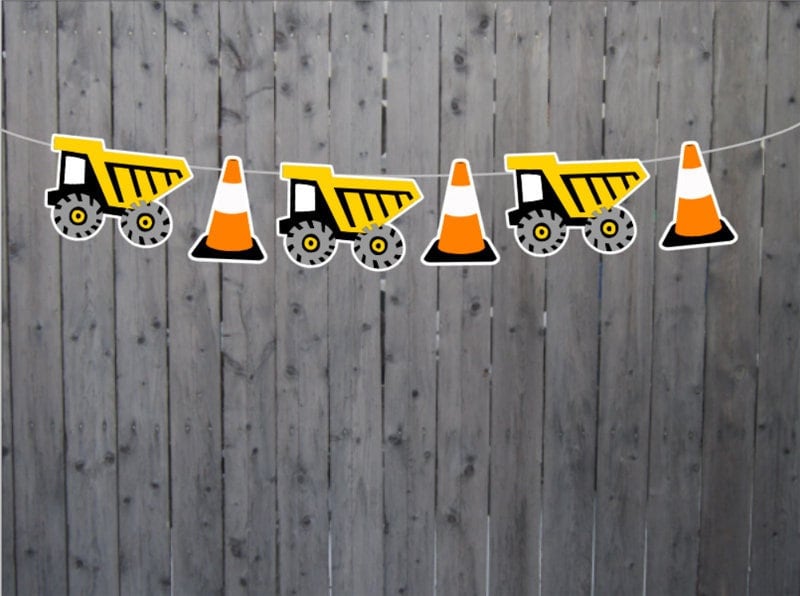 Construction Party Garland, Construction Garland, Construction Banner, Construction Cone Garland, Construction Cone Banner