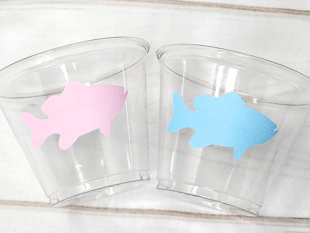 GENDER REVEAL FISHING Party Cups - Fish Party Cups Fishing Baby Shower Fishing Favors Fishing Decorations Fishing Birthday Fishing Party