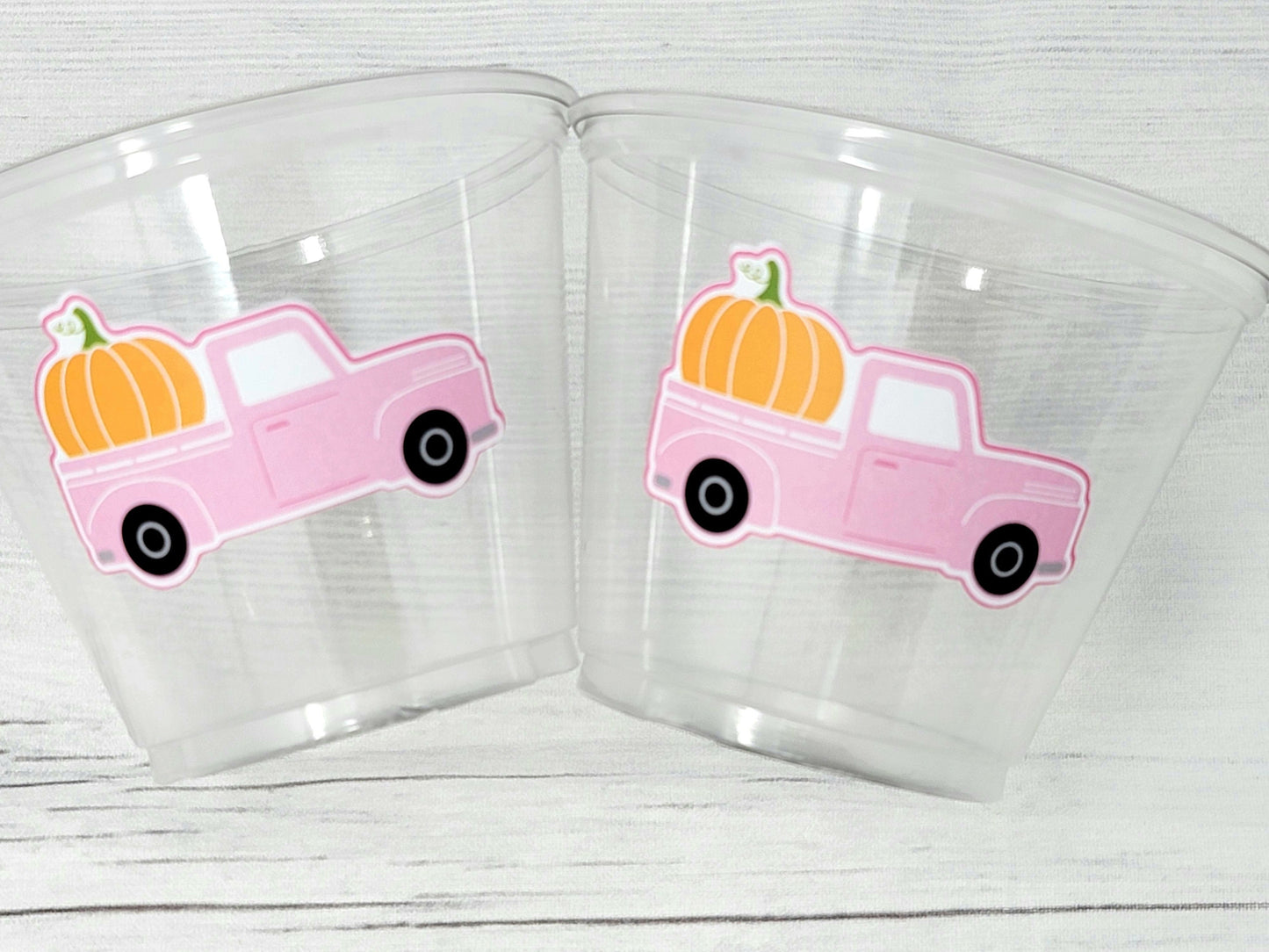FALL PARTY CUPS - Little Pink Truck Birthday Pumpkin Cups Little Pumpkin 1st Birthday Pumpkin Truck Birthday Decoration Little Pumpkin Party