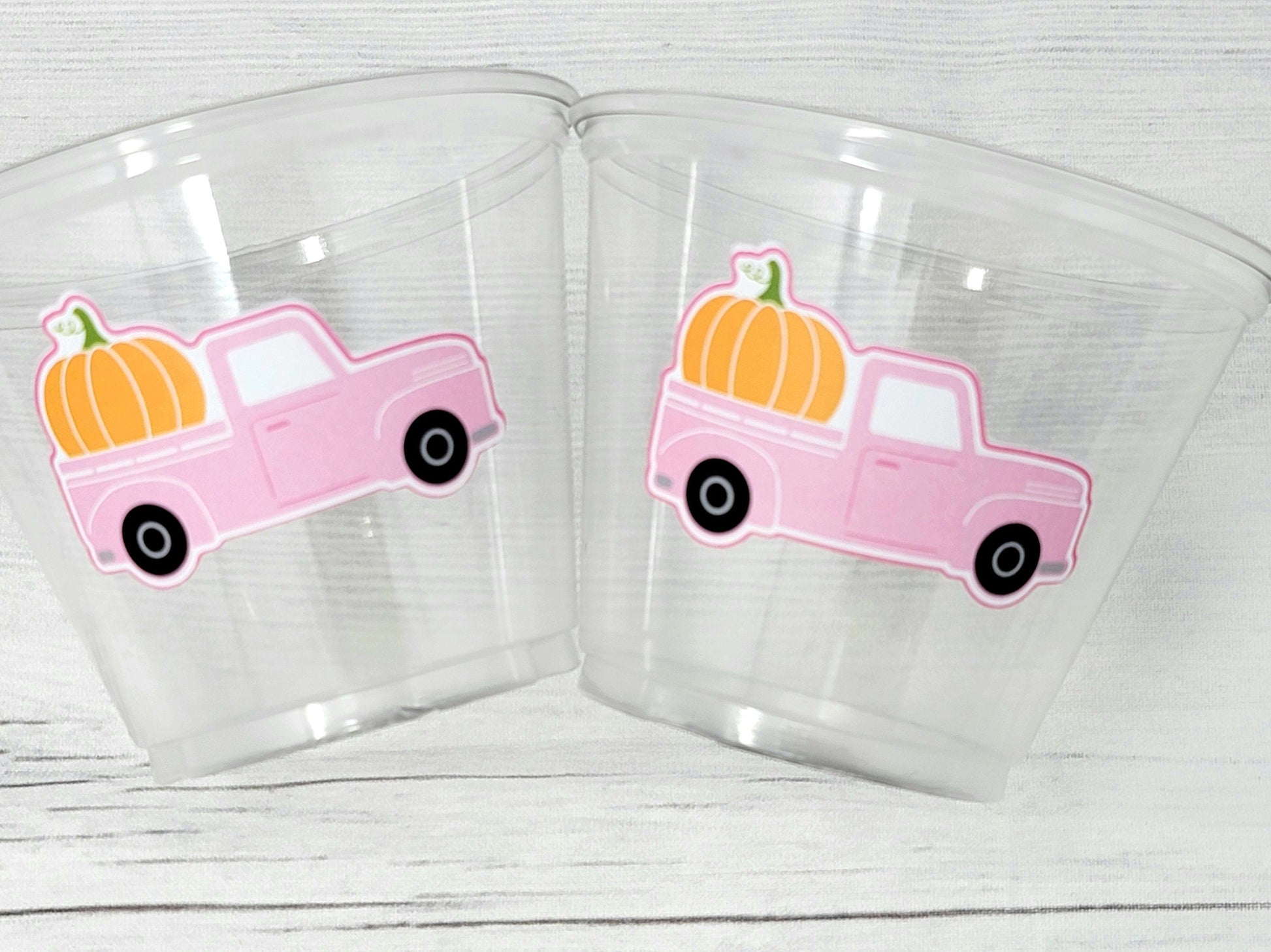 FALL PARTY CUPS - Little Pink Truck Birthday Pumpkin Cups Little Pumpkin 1st Birthday Pumpkin Truck Birthday Decoration Little Pumpkin Party