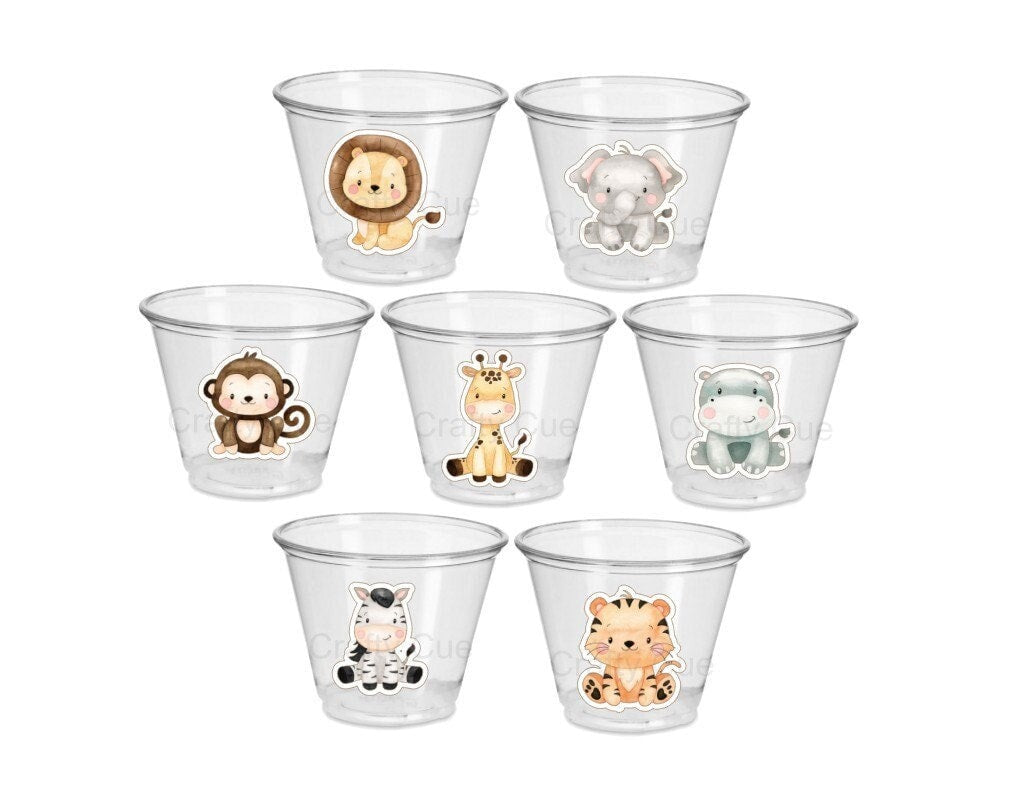 SAFARI PARTY CUPS Safari Birthday Cups Safari Birthday Safari Party Safari Decorations Safari Baby Shower Safari Favors Jungle Party Cups