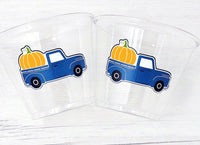 FALL PARTY CUPS - Little Blue Truck Birthday Pumpkin Cups Little Pumpkin 1st Birthday Pumpkin Truck Birthday Decoration Little Pumpkin Party