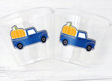 FALL PARTY CUPS - Little Blue Truck Birthday Pumpkin Cups Little Pumpkin 1st Birthday Pumpkin Truck Birthday Decoration Little Pumpkin Party