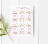 PINK PUMPKIN STICKERS - Pink Pumpkin Party Stickers Pink Pumpkin Party Favors Pink Pumpkin Baby Shower Decorations Pink and Gold Pumpkin