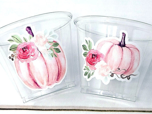 PINK PUMPKIN PARTY Cups - Little Pumpkin First Birthday Decoration Little Pumpkin Party Fall Baby Shower Fall Party Cups Thanksgiving Cups